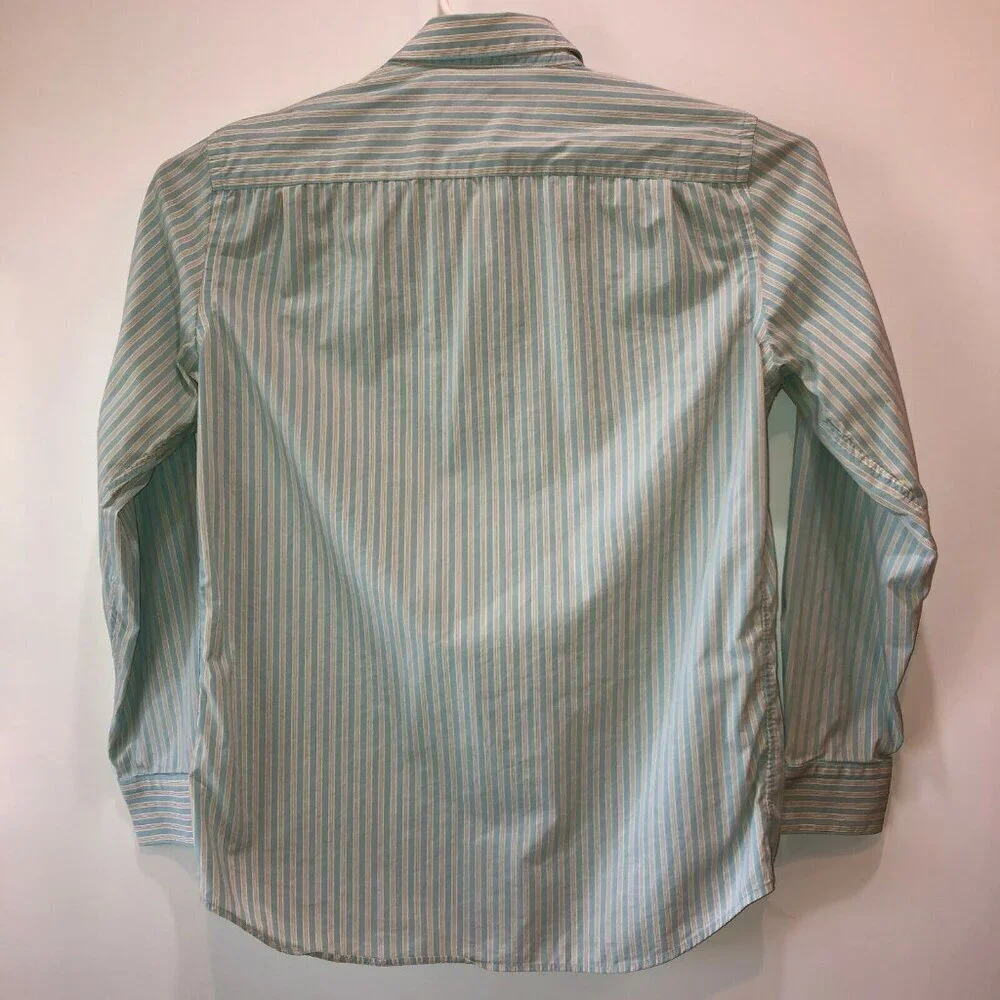 Banana Republic Mens 15-15.5 Medium Fitted Stripe Long Sleeve Button Up Shirt